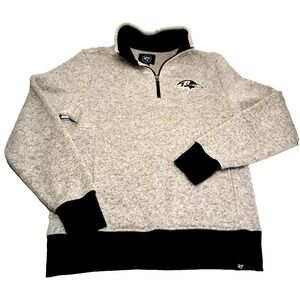 '47 Baltimore Ravens 1/4-ZIP Pull Over Sweater Men S Embroidered Logo Football